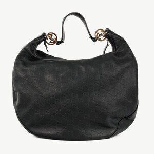 Gucci GG Twins Black Guccissima Leather Large Hobo